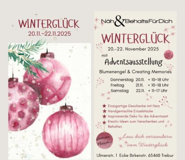 liebe voll gestaltete Einladung mit Weihnachtskugeln am Tannenzweig