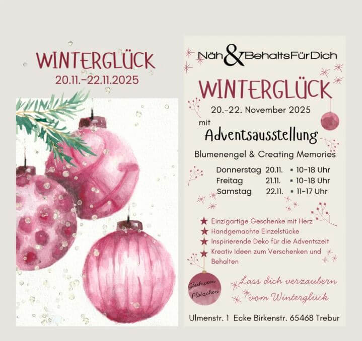 liebe voll gestaltete Einladung mit Weihnachtskugeln am Tannenzweig