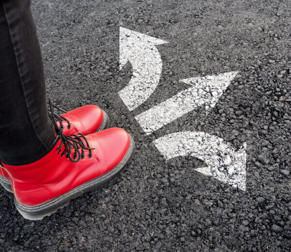 Rote Schuhe, Richtung, Weg, Entscheidung