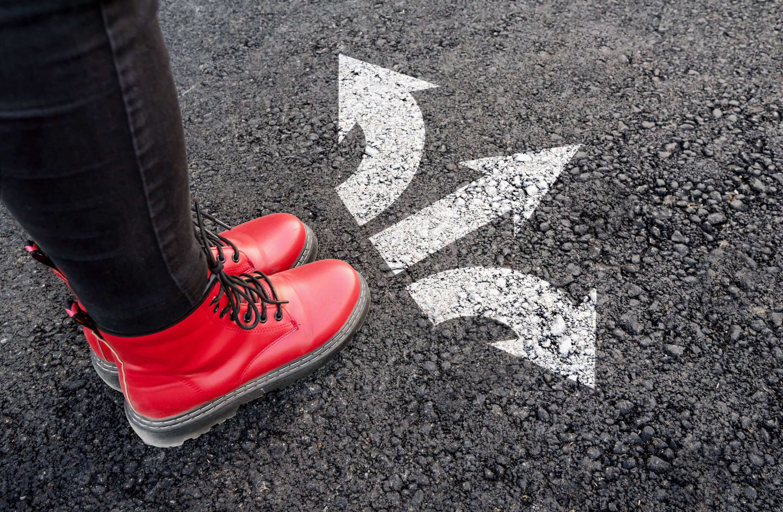 Rote Schuhe, Richtung, Weg, Entscheidung